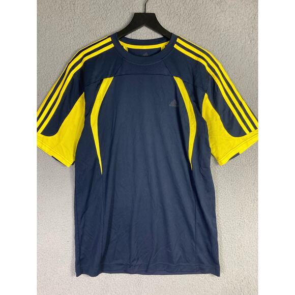 Adidas Men's Blue Climacool Striped T-Shirt‎ Soccer Jersey Size L Short Sleeve - Picture 5 of 10